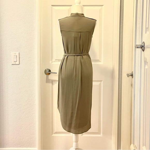 NWT  Habitual Sleeveless Button Up Tie Army Fall Green Midi Dress Size XS - Picture 5 of 11
